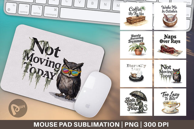 Mouse Pad Eternally Lazy Goth Summer Quote Sublimation artnoy 