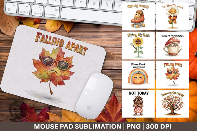 Mouse Pad Exhausted Autumn Groovy Sublimation artnoy 