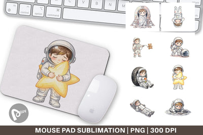 Mouse Pad Exhausted Kid Astronaut Space Burnout Sublimation artnoy 