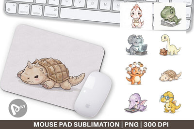 Mouse Pad Exhausted Office Dinosaur Sublimation artnoy 