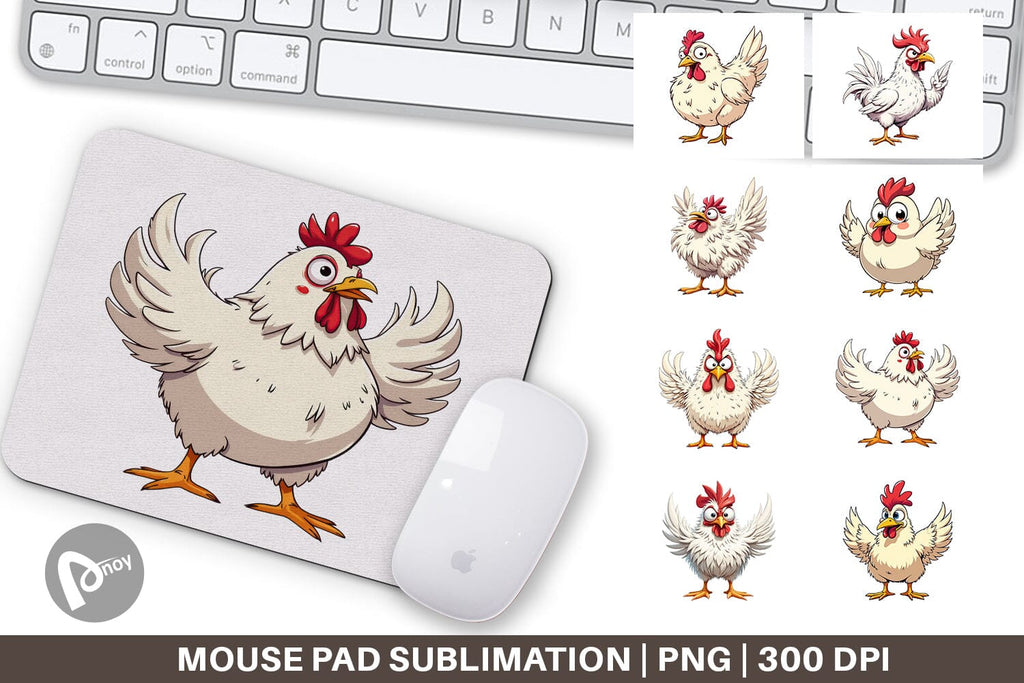 Mouse Pad Expressive Chicken - So Fontsy