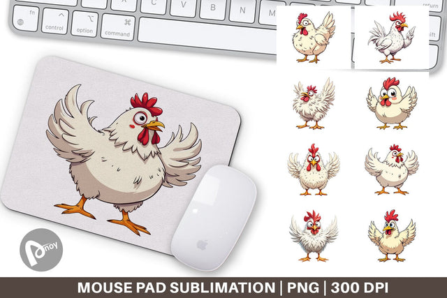 Mouse Pad Expressive Chicken Sublimation artnoy 
