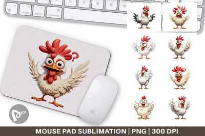 Mouse Pad Expressive Chicken Sublimation artnoy 