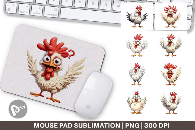 Mouse Pad Expressive Chicken Sublimation artnoy 
