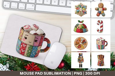 Mouse Pad Fabric Christmas Treat Patchwork Sublimation artnoy 