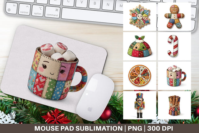 Mouse Pad Fabric Christmas Treat Patchwork Sublimation artnoy 