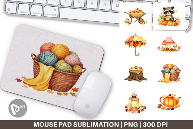 Mouse Pad Fall Watercolor Set Sublimation artnoy 