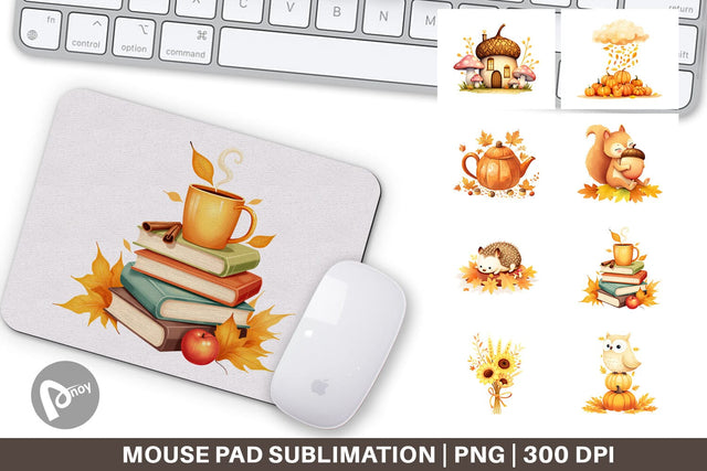 Mouse Pad Fall Watercolor Set Sublimation artnoy 