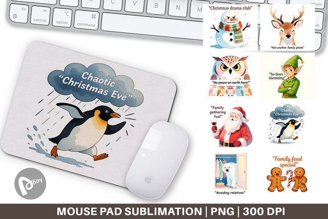 Mouse Pad Family Drama Christmas Sublimation artnoy 