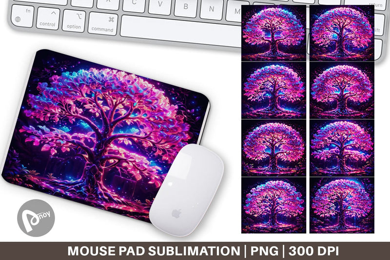 Mouse Pad Fantastic Pink Tree Life Sublimation artnoy 