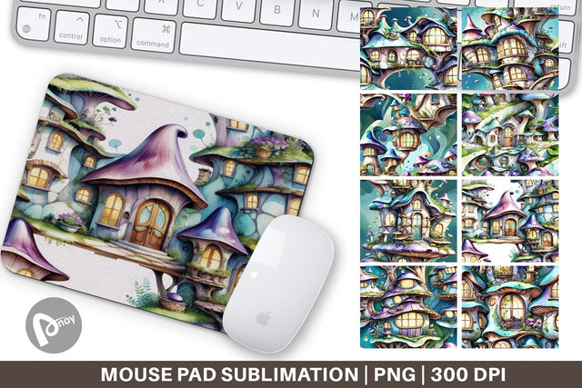 Mouse Pad Fantasy House Pattern Sublimation artnoy 