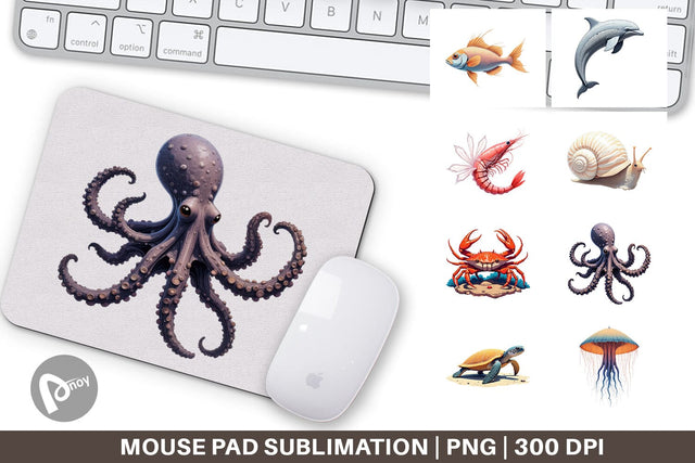 Mouse Pad Fantasy Sea Creatures Sublimation artnoy 