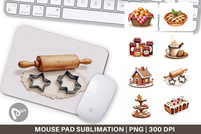 Mouse Pad Farmhouse Christmas Kitchen Watercolor Sublimation artnoy 