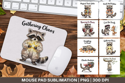 Mouse Pad Feral Raccoon Chaotic Whimsigoth Sublimation artnoy 