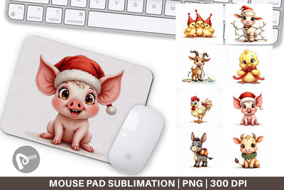 Mouse Pad Festive Farmhouse Friends Vintage Christmas Sublimation artnoy 