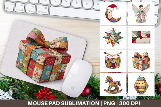 Mouse Pad Festive Handcrafted Patchwork Sublimation artnoy 
