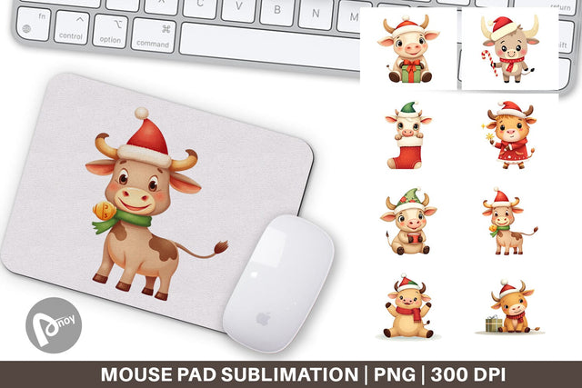 Mouse Pad Festive Highland Calf Sublimation artnoy 