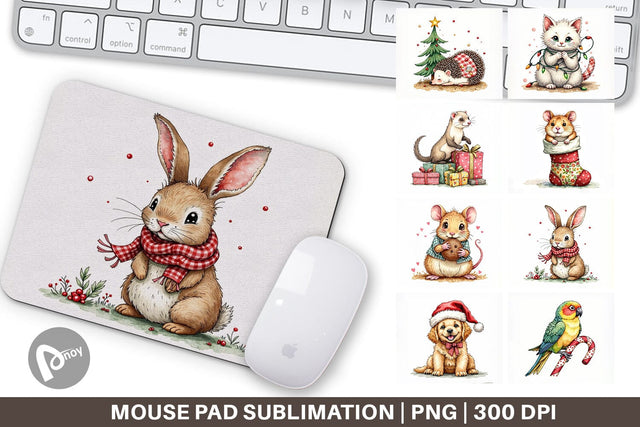 Mouse Pad Festive Patchwork Pets Sublimation artnoy 