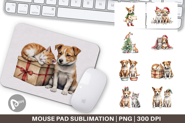 Mouse Pad Festive Pets Sublimation artnoy 