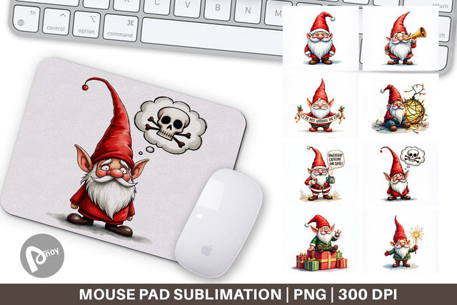 Mouse Pad Festively Jaded: Cynical Gnome Sublimation artnoy 