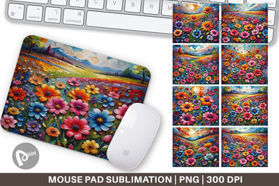 Mouse Pad Field Flower Painting Sublimation artnoy 