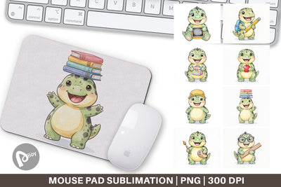 Mouse Pad First Day School Dino Watercolor Sublimation artnoy 