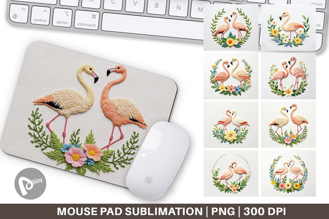 Mouse Pad Flamingo Embroidery Sublimation artnoy 
