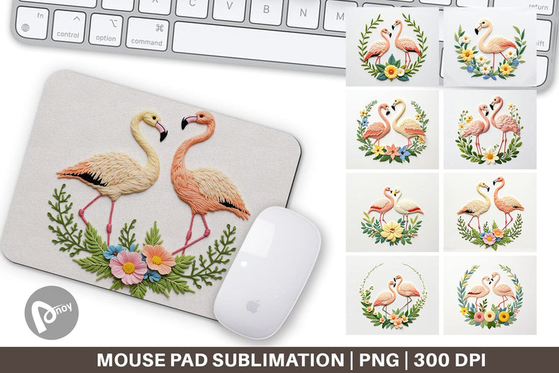 Mouse Pad Flamingo Embroidery Sublimation artnoy 