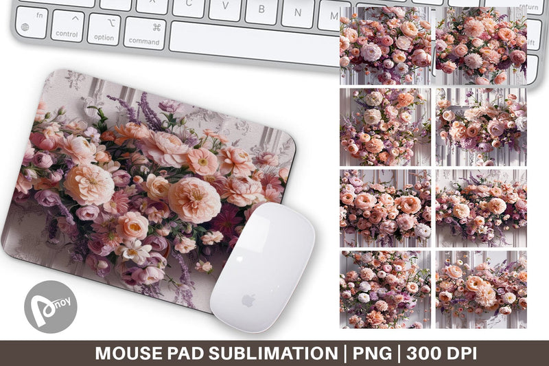 Mouse Pad Floral Bouquet Pattern Sublimation artnoy 