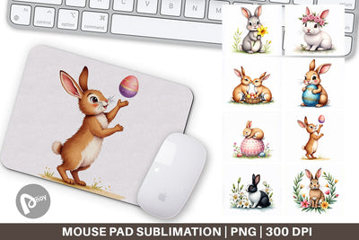Mouse Pad Floral Easter Bunny Sublimation artnoy 