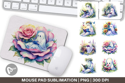 Mouse Pad Floral Garden Bookworm Ghost Sublimation artnoy 