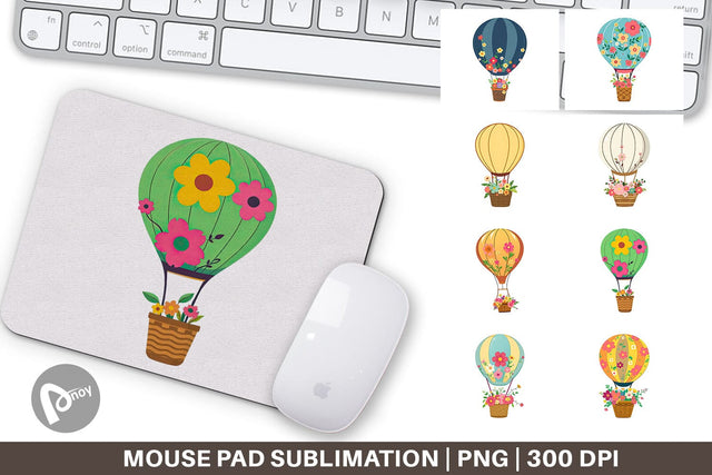 Mouse Pad Floral Hot Air Balloon Sublimation artnoy 