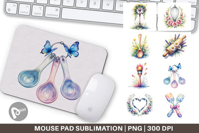 Mouse Pad Floral Kitchen Tools Decor Sublimation artnoy 