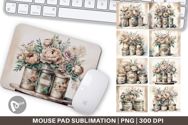 Mouse Pad Floral Metal Tin Sublimation artnoy 