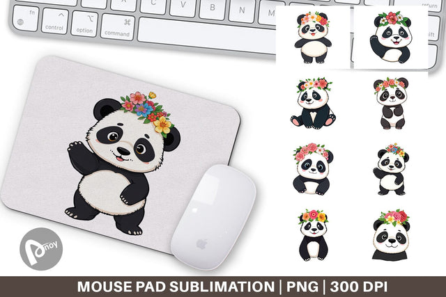 Mouse Pad Floral Panda Sublimation artnoy 