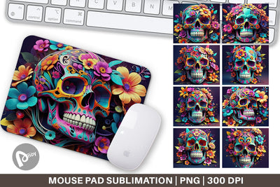 Mouse Pad Floral Skull Sublimation artnoy 