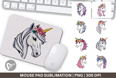 Mouse Pad Floral Unicorn Sublimation artnoy 