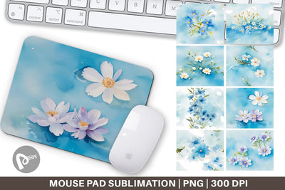 Mouse Pad Flower Pattern Watercolor Sublimation artnoy 
