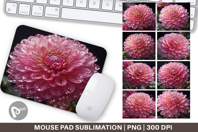 Mouse Pad Flower Pink Dahlia Glitter Sublimation artnoy 