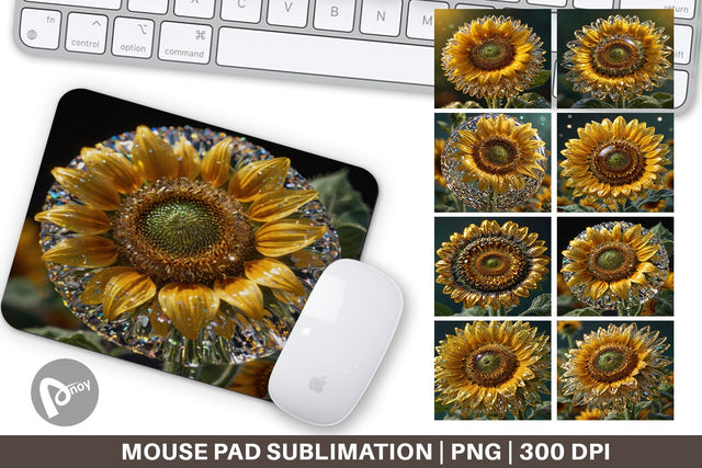 Mouse Pad Flower Sunflower Glitter Sublimation artnoy 