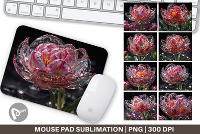 Mouse Pad Flower Tulips Glitter Sublimation artnoy 