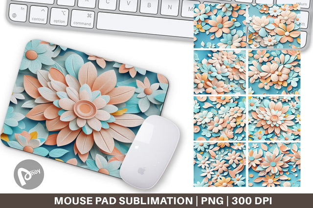 Mouse Pad Flowers Pastel Pattern Sublimation artnoy 