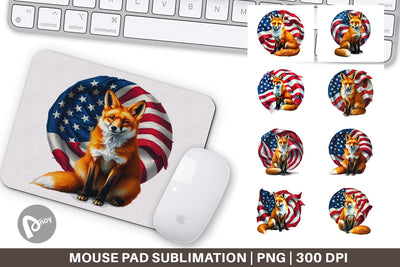 Mouse Pad Fox 4th of July Sublimation artnoy 