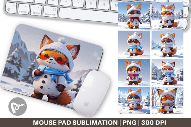 Mouse Pad Fox Christmas Sublimation artnoy 