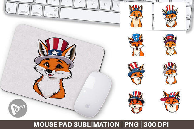 Mouse Pad Fox Patriotic Sublimation artnoy 