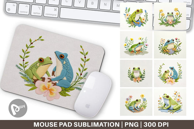 Mouse Pad Frog Embroidery Sublimation artnoy 