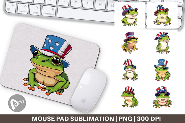 Mouse Pad Frog Patriotic Sublimation artnoy 