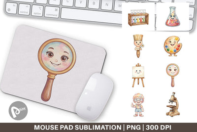 Mouse Pad Funky Art Science Mascot Watercolor Sublimation artnoy 