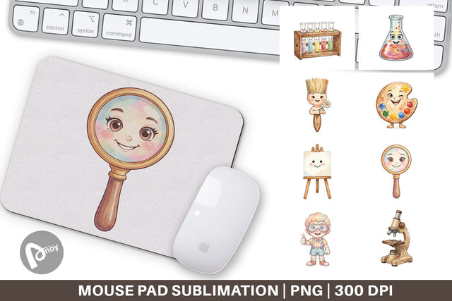 Mouse Pad Funky Art Science Mascot Watercolor Sublimation artnoy 