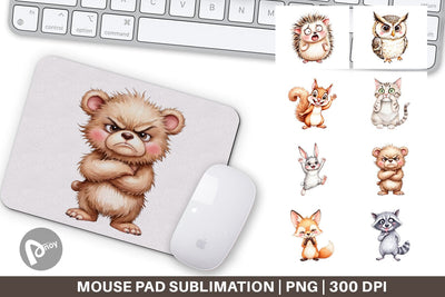Mouse Pad Funny Animal Faces Sublimation artnoy 